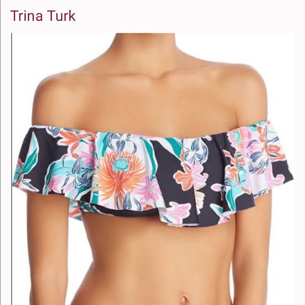 Trina Turk Womens Off The Shoulder Strapless Bikini Swim Top